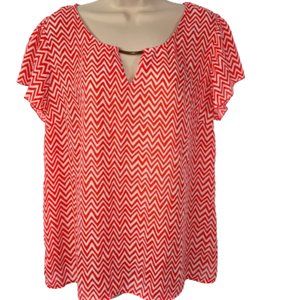 NEW DIRECTIONS Petite XL Red White Chevron Top!